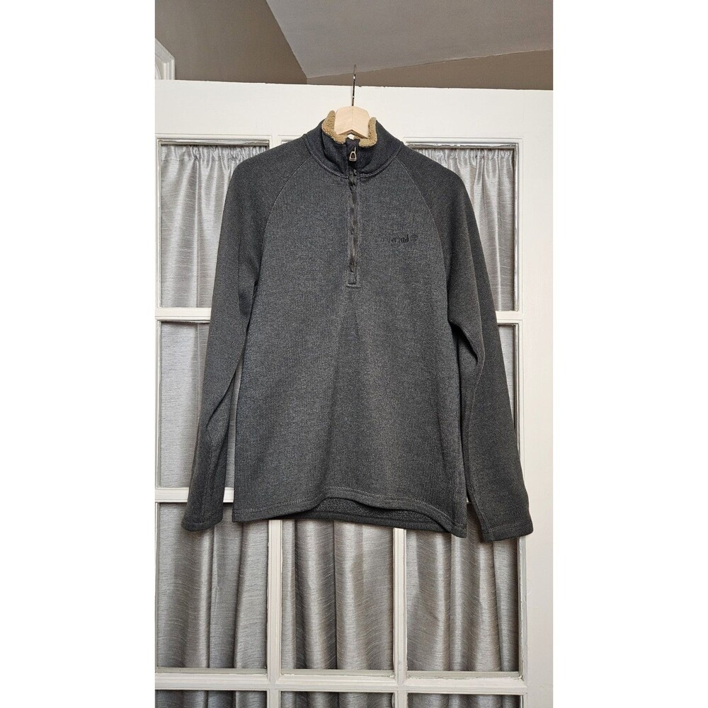 Timberland Mens Quarter Zip Fleece Pullover Dark Grey Sherpa Collar Size M